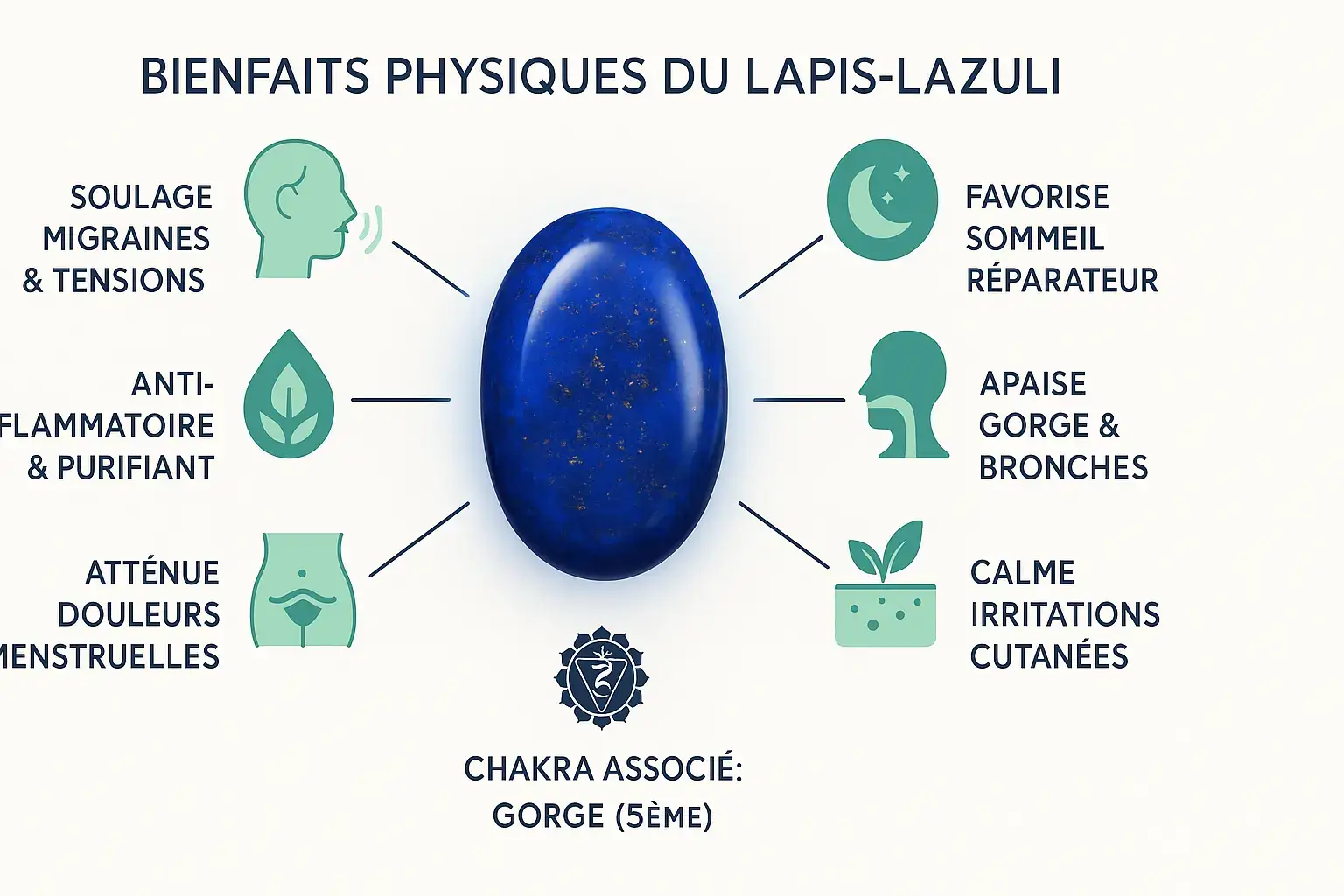 Illustration des bienfaits physiques du lapis lazuli
