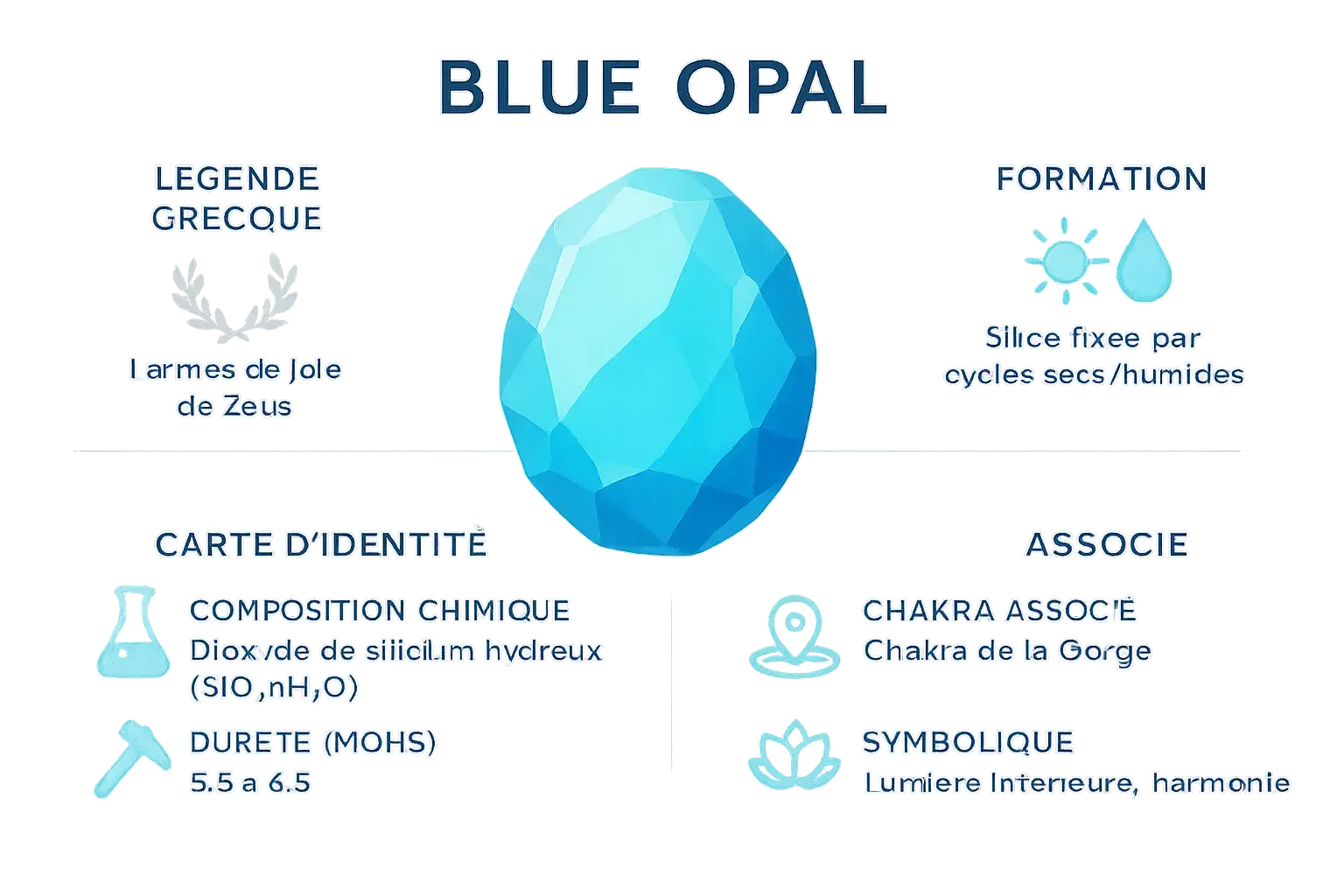Bien-être Découvrir bienfaits de l’opale bleue pour corps & esprit Légende et formation de l'opale bleue