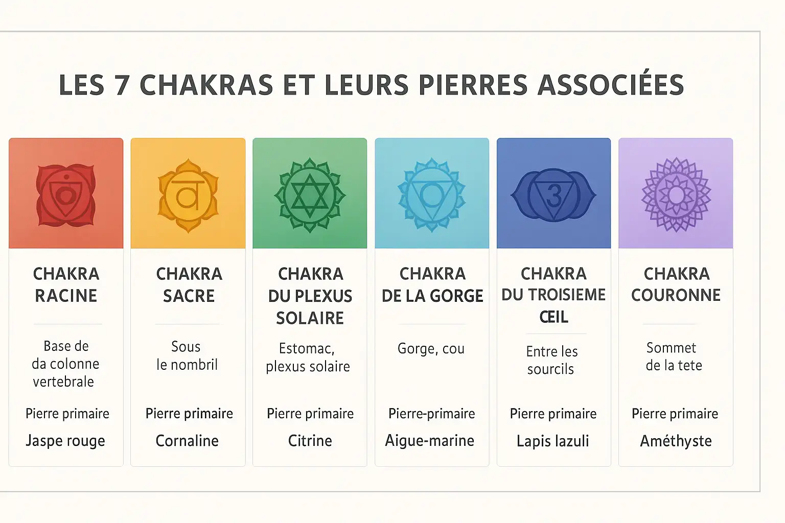 Bien-être Les pierres des chakras pour un équilibre énergétique Les 7 chakras et leurs pierres associées
