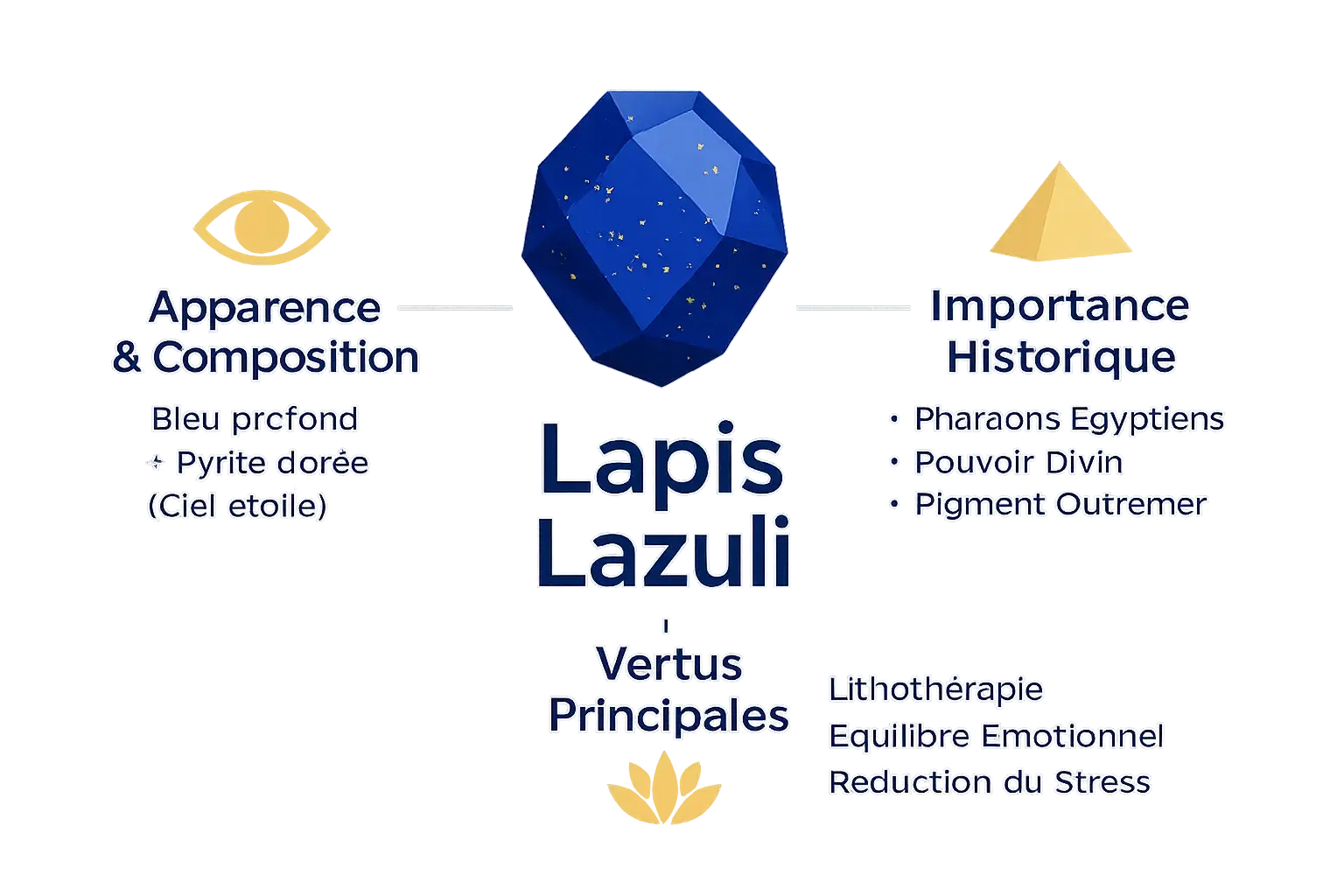 Pierre de lapis lazuli avec ses reflets dorés