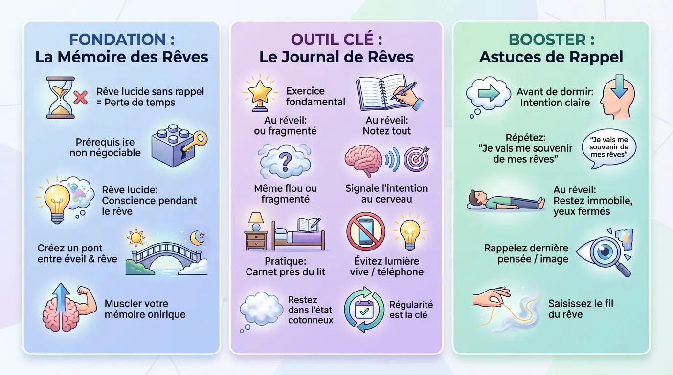 Voyance et médiumnité Faire rêve lucide : Techniques pour contrôler vos nuits Personne écrivant dans son journal de rêves au réveil pour améliorer sa mémoire onirique